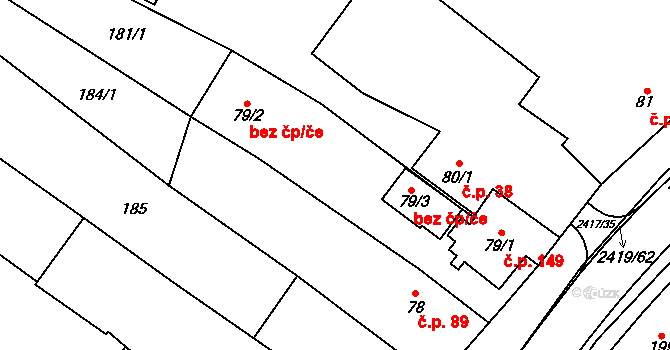 Klenčí pod Čerchovem 45235074 na parcele st. 79/2 v KÚ Klenčí pod Čerchovem, Katastrální mapa