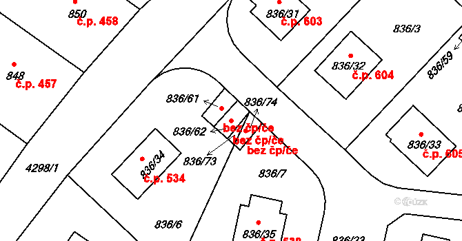 Jindřichův Hradec 49569074 na parcele st. 836/62 v KÚ Jindřichův Hradec, Katastrální mapa