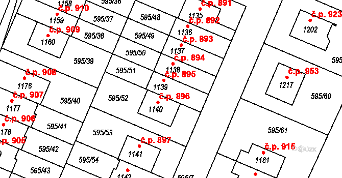 Líbeznice 895 na parcele st. 1139 v KÚ Líbeznice, Katastrální mapa