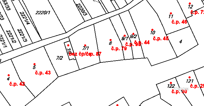 Chvalkovice 79 na parcele st. 8 v KÚ Chvalkovice, Katastrální mapa