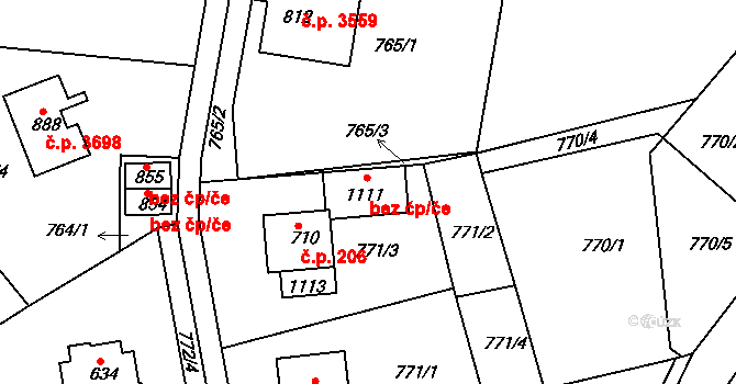 Jablonec nad Nisou 54035074 na parcele st. 1111 v KÚ Jablonecké Paseky, Katastrální mapa