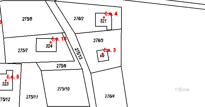 Čenkovice 3 na parcele st. 322 v KÚ Čenkovice, Katastrální mapa
