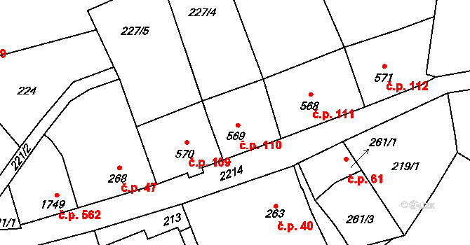 Beroun-Závodí 110, Beroun na parcele st. 569 v KÚ Beroun, Katastrální mapa