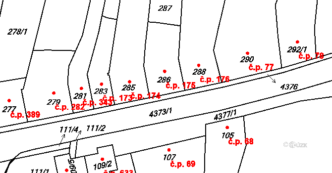 Veselí nad Lužnicí I 175, Veselí nad Lužnicí na parcele st. 286 v KÚ Veselí nad Lužnicí, Katastrální mapa