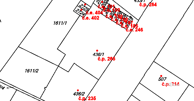 Náchod 265 na parcele st. 436/1 v KÚ Náchod, Katastrální mapa