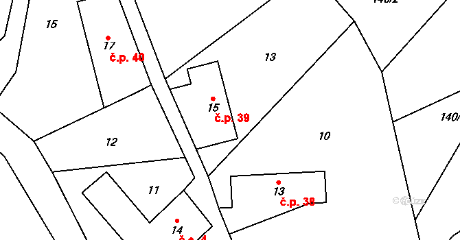 Janoslavice 39, Rohle na parcele st. 15 v KÚ Janoslavice, Katastrální mapa