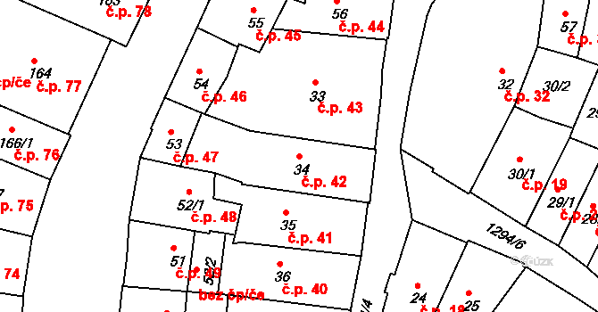 Vnitřní Město 42, Český Krumlov na parcele st. 34 v KÚ Český Krumlov, Katastrální mapa