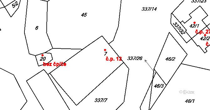 Litkovice 12, Žirovnice na parcele st. 7 v KÚ Litkovice, Katastrální mapa