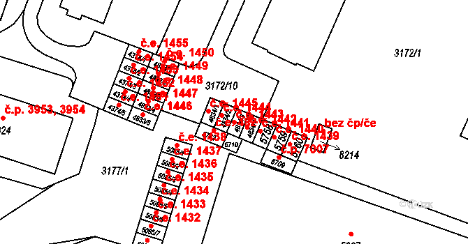 Zlín 1443 na parcele st. 4834/3 v KÚ Zlín, Katastrální mapa