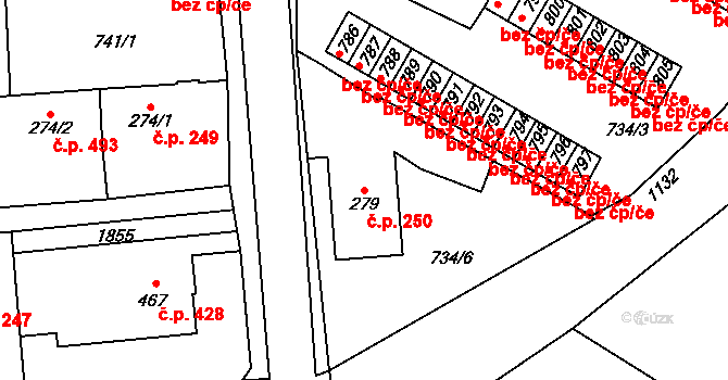 Světlá nad Sázavou 250 na parcele st. 279 v KÚ Světlá nad Sázavou, Katastrální mapa