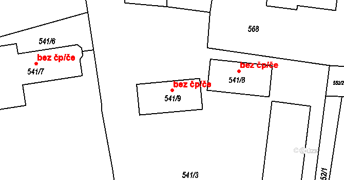 Fulnek 95763074 na parcele st. 541/9 v KÚ Jerlochovice, Katastrální mapa