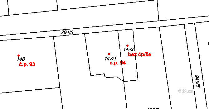 Lokot 94, Rychnov nad Kněžnou na parcele st. 147/1 v KÚ Lipovka u Rychnova nad Kněžnou, Katastrální mapa