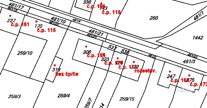 Žopy 175, Holešov na parcele st. 323 v KÚ Žopy, Katastrální mapa
