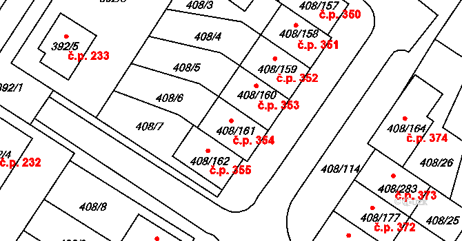 Dobšice 354 na parcele st. 408/161 v KÚ Dobšice u Znojma, Katastrální mapa