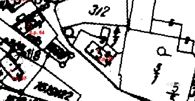 Jakubov 38, Vojkovice na parcele st. 3 v KÚ Jakubov, Katastrální mapa
