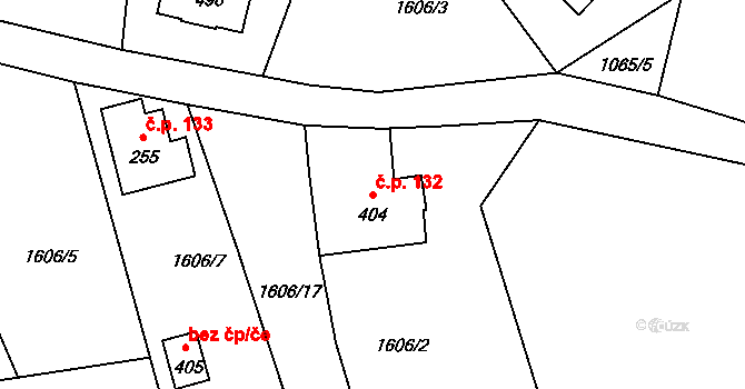Alšovice 132, Pěnčín na parcele st. 404 v KÚ Alšovice, Katastrální mapa