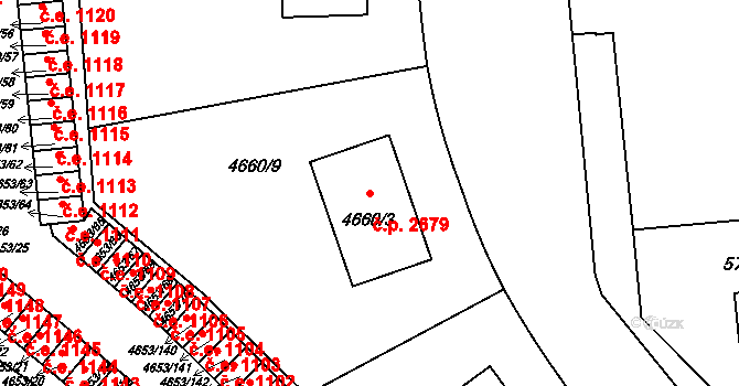 Jihlava 2679 na parcele st. 4660/3 v KÚ Jihlava, Katastrální mapa
