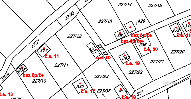 Vysoká Pec 10, Bohutín na parcele st. 231 v KÚ Vysoká Pec u Bohutína, Katastrální mapa