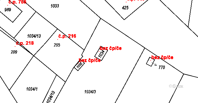 Mořkov 138840075 na parcele st. 1034 v KÚ Mořkov, Katastrální mapa