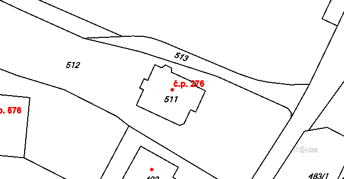 Vrbno pod Pradědem 276 na parcele st. 511 v KÚ Vrbno pod Pradědem, Katastrální mapa