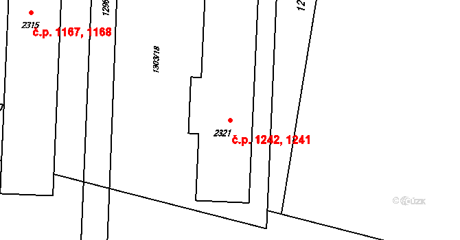 Rožnov pod Radhoštěm 1241,1242 na parcele st. 2321 v KÚ Rožnov pod Radhoštěm, Katastrální mapa