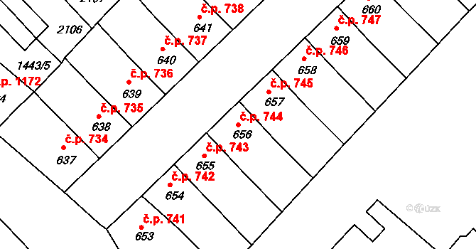 Předměstí 744, Svitavy na parcele st. 656 v KÚ Svitavy-předměstí, Katastrální mapa