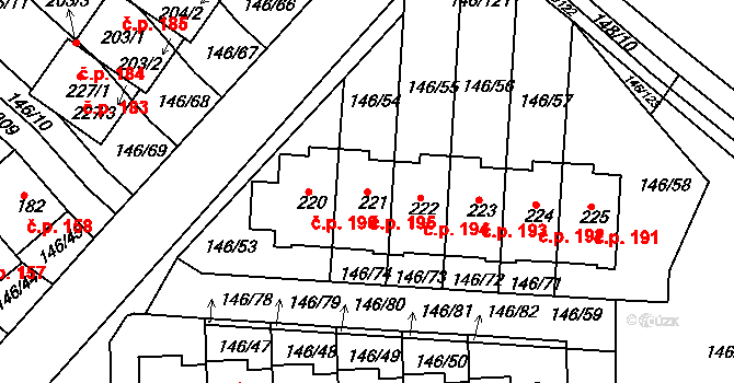 Polepy 195 na parcele st. 221 v KÚ Polepy u Kolína, Katastrální mapa