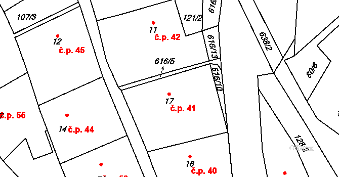 Ještětice 41, Solnice na parcele st. 17 v KÚ Ještětice, Katastrální mapa