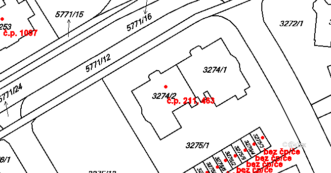 Liberec V-Kristiánov 211,463, Liberec na parcele st. 3274/2 v KÚ Liberec, Katastrální mapa