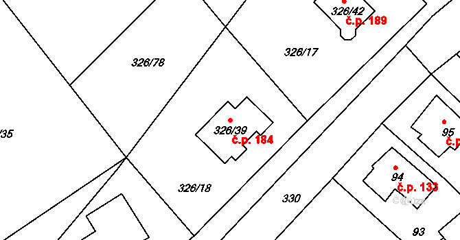 Olšová Vrata 184, Karlovy Vary na parcele st. 326/39 v KÚ Olšová Vrata, Katastrální mapa