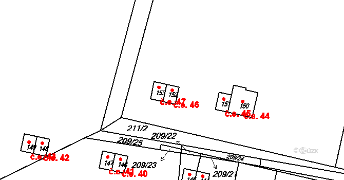 Rašovice 46, Týniště nad Orlicí na parcele st. 152 v KÚ Rašovice u Týniště nad Orlicí, Katastrální mapa
