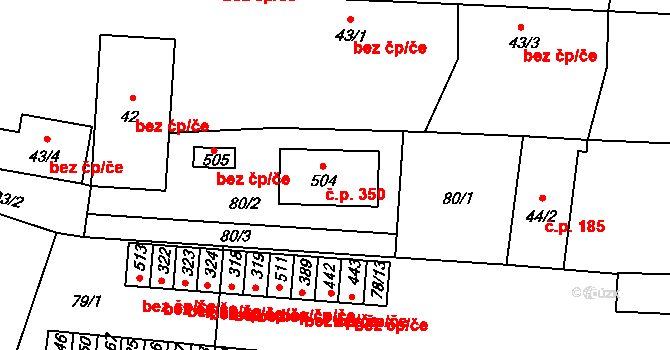 Sedlec 350, Sedlec-Prčice na parcele st. 504 v KÚ Sedlec u Votic, Katastrální mapa