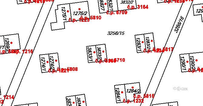 Zlín 6710 na parcele st. 3833/2 v KÚ Zlín, Katastrální mapa