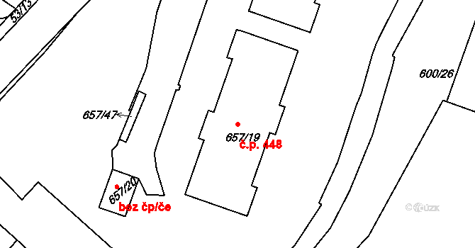 Pokratice 448, Litoměřice na parcele st. 657/19 v KÚ Pokratice, Katastrální mapa