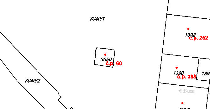 Nusle 60, Praha na parcele st. 3050 v KÚ Nusle, Katastrální mapa