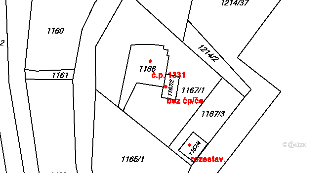 Rychvald 38243075 na parcele st. 1167/2 v KÚ Rychvald, Katastrální mapa