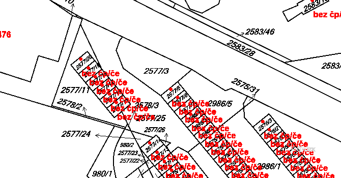 Rychnov nad Kněžnou 38492075 na parcele st. 2577/5 v KÚ Rychnov nad Kněžnou, Katastrální mapa