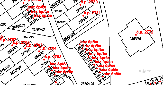 Teplice 39157075 na parcele st. 2870/80 v KÚ Teplice, Katastrální mapa