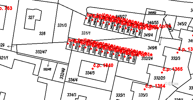 Praha 40383075 na parcele st. 332/36 v KÚ Braník, Katastrální mapa