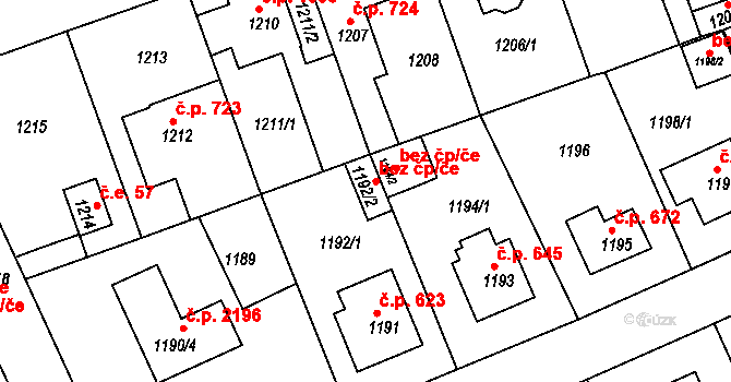 Praha 43629075 na parcele st. 1192/2 v KÚ Modřany, Katastrální mapa