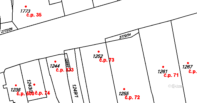 Kylešovice 73, Opava na parcele st. 1252 v KÚ Kylešovice, Katastrální mapa