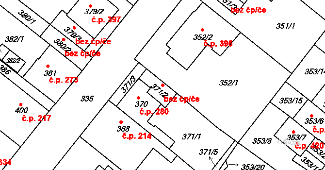Teplice 45145075 na parcele st. 371/2 v KÚ Sobědruhy, Katastrální mapa