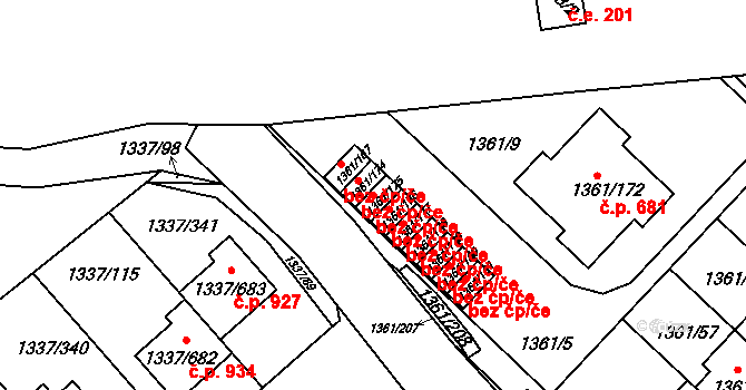 Praha 46916075 na parcele st. 1361/175 v KÚ Vinoř, Katastrální mapa