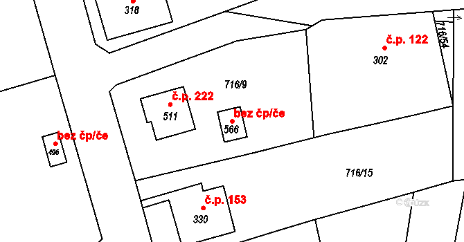 Česká Kamenice 54078075 na parcele st. 566 v KÚ Dolní Kamenice, Katastrální mapa