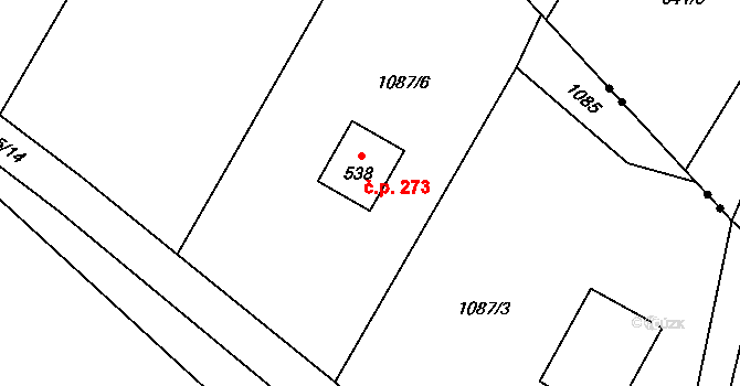 Guty 273, Třinec na parcele st. 538 v KÚ Guty, Katastrální mapa