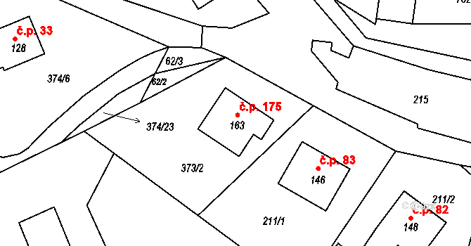 Raškov 175, Bohdíkov na parcele st. 163 v KÚ Raškov Ves, Katastrální mapa