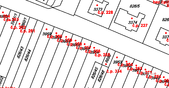 Václavské Předměstí 256, Písek na parcele st. 3955 v KÚ Písek, Katastrální mapa