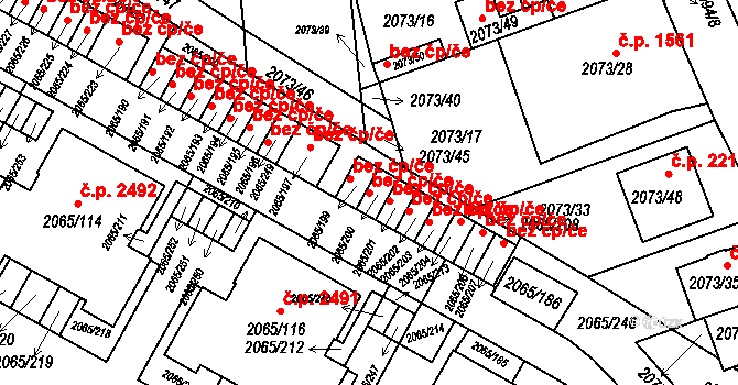 Boskovice 62740075 na parcele st. 2065/200 v KÚ Boskovice, Katastrální mapa