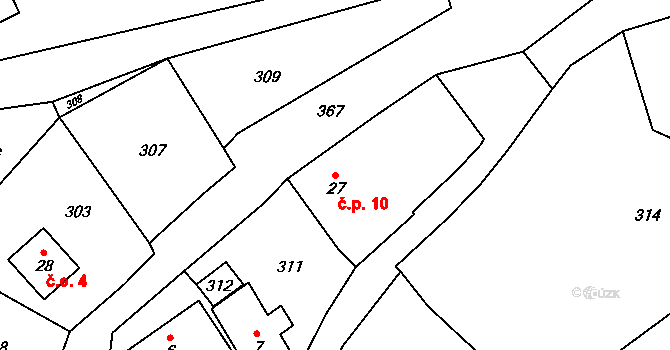 Horní Kožlí 10, Vlachovo Březí na parcele st. 27 v KÚ Horní Kožlí, Katastrální mapa