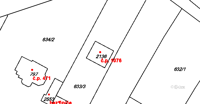 Vodňany II 1076, Vodňany na parcele st. 2136 v KÚ Vodňany, Katastrální mapa
